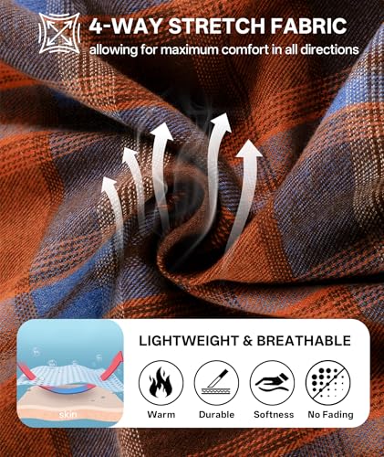 Hooded Flannel Shirt for Men Casual Zip Up Plaid Shirt Fall Stylish Long Sleeve Plaid Hoodie with Pocket3