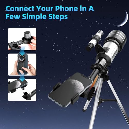 Telescopio portátil 70mm con trípode ajustable y adaptador para teléfono miniatura 5
