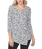 AULOA, Women's 3/4 Long Sleeve V Neck Twisted Front Knot Casual Tunic Tshirt Blouse Top, Stylish and...