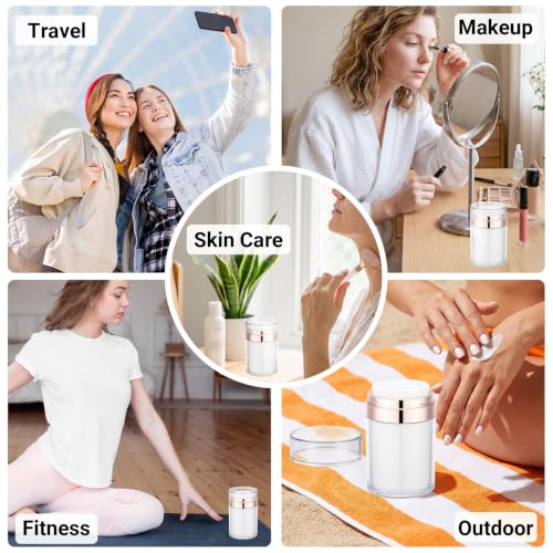 Image of Segbeauty 3.4oz 4pcs Airless Pump Jar Refillable, Rose Gold Vacuum Bottles | 100ml Empty Plastic Containers Jars for Creams, Travel Size Lotion Dispenser Bottles for Essential Oils Moisturizer Makeup