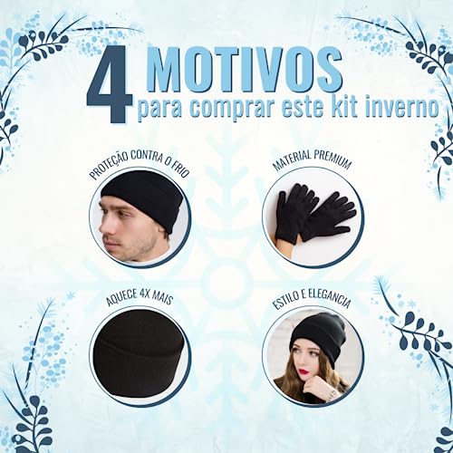 Kit Touca e Luva de Frio de Adulto Gorro Inverno Unissex + Chaveiro Abridor 3 em 1