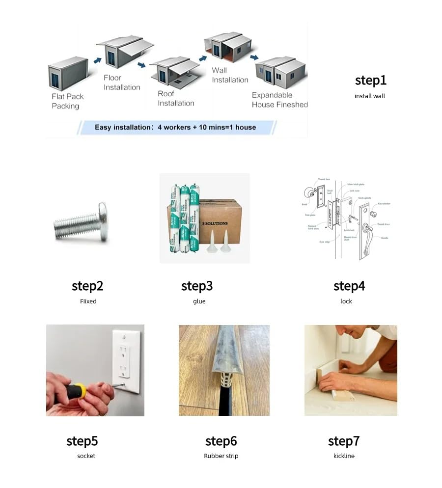 Double-Story Steel Frame Prefab Tiny Home – Detachable Expandable Container House, Fully Equipped with 2-4 Bedrooms, Kitchen & Bath | Folding Design, Portable & Fully Customizable - Image 7