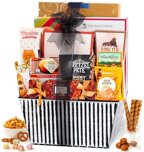 Broadway Basketeers Snack & Sweets Gift Basket for Women, Cookies, Popcorn, Pretzels & Sweets – Thank You Gift for your Loved Ones