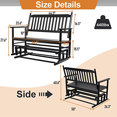 Patio Glider Bench Outdoor, Porch Swing Glider for Outside, Wooden 2