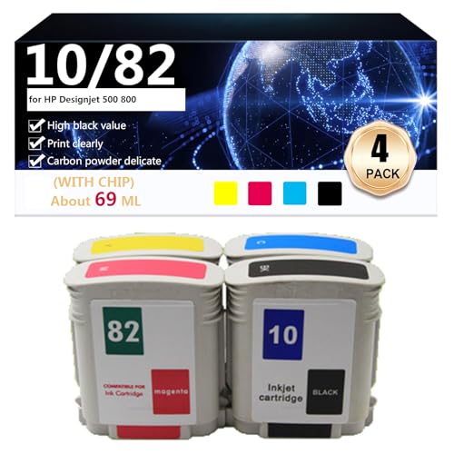 CFDFDA 82 Reemplazo de Tanque de Tinta Remanufacturado para Cartucho de Tinta 82 para HP Designjet 500 800 Impresora, 69ML,1 Set