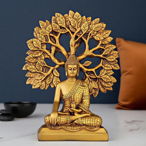 Image of Global Grabbers Buddha Statue Showpiece Idol Home Decor Decoration Items for Living Room and Gifts (GOLDEN4)