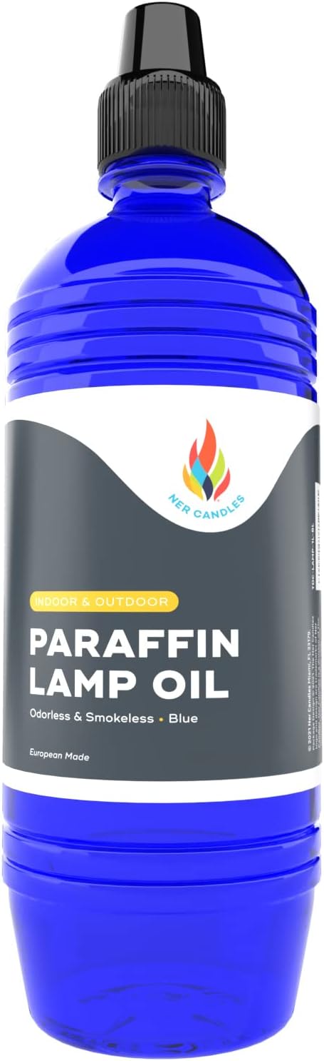 Liquid Paraffin Lamp Oil - Half-Liter (500mL) - Smokeless, Odorless, Ultra Clean Burning Fuel for Indoor and Outdoor Use (Blue)