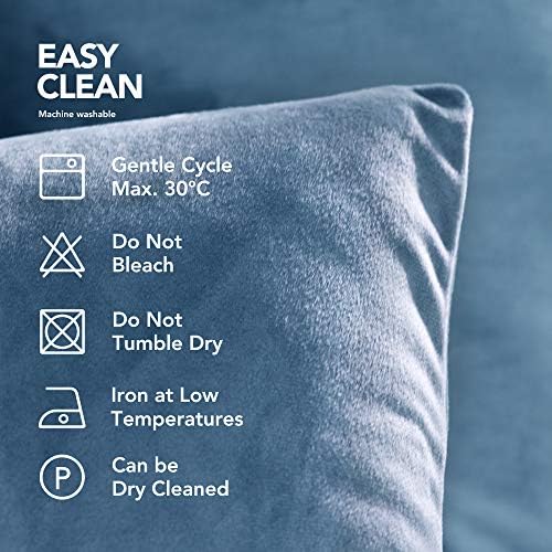 Deconovo Set of 2 Large Crushed Velvet Cushion Covers 60cm x 60cm 24x24 Inches Throw Pillowcases Cushion Covers for Sofas Seats with Invisible Zipper Stone Blue