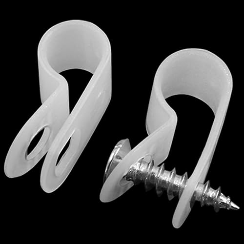 Miniatura 4 de Paquete de 60 abrazaderas de cable tipo R de 14 de pulgada de nailon con clips de sujeción de cable de montaje de tornillo para gestión de cables