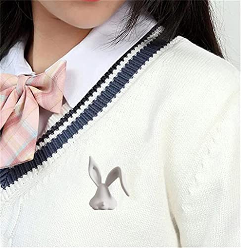 Image of Brooch Pin Lapel Badge rock and roll Rabbit Plastic Sweater Fold ear Hairpin Black White Pins for Women Girl Scarf Backpacks Adorable Gifts (White)