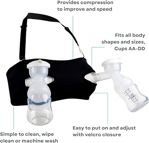 Miniatura 3 de LaVie - Paquete de masajeador de lactancia 2 en 1 y brasier de bombeo para lactancia materna, lactancia manos libres o bombeo, esencial para