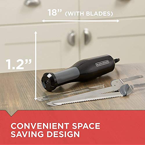 Black+Decker Comfort Grip Electric Knife with 7-Inch Stainles Steel Blades & Safety Lock Button, Ideal for Carving, Slicing & Cutting Meats, Turkey Bread & Craft Foam, Dishwasher Safe - image 9