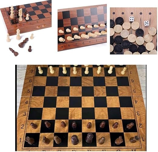 Wooden Folding Chess Set,Handmade Game Board, Interior for Storage for Adult & Kids Beginner Chess Board Strategy & War Board Game