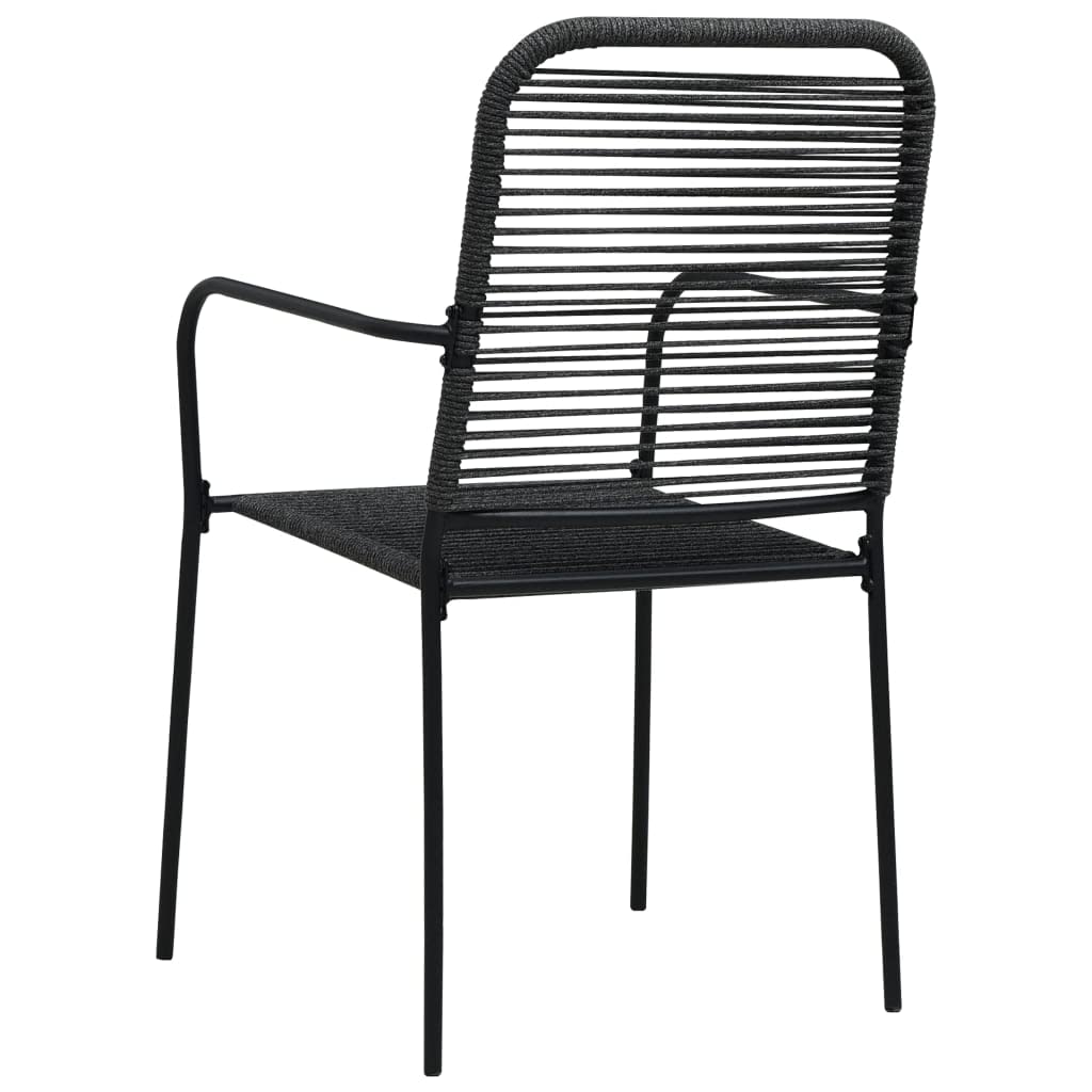 vidaXL 2X Sillas de Jardín Asientos de Patio Exterior Comodidad y Relajación al Aire Libre Fácil de Montar Cuerda de Algodón y Acero Negro