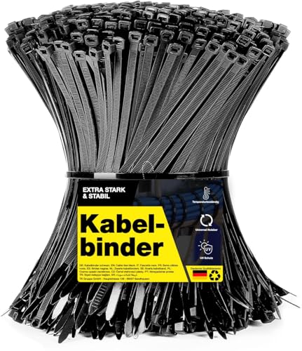 100x Kabelbinder schwarz Cable Ties Set - kurz & lang - Zip ties reißfest & UV beständig - diverse Längen (120 mm x 2,5 mm)