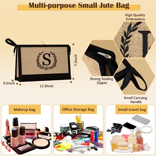 Initial Canvas Tote Bag Makeup Bag, Beach Bag with Zipper, Personalized Mothers Day Gifts for Mom Grandma3