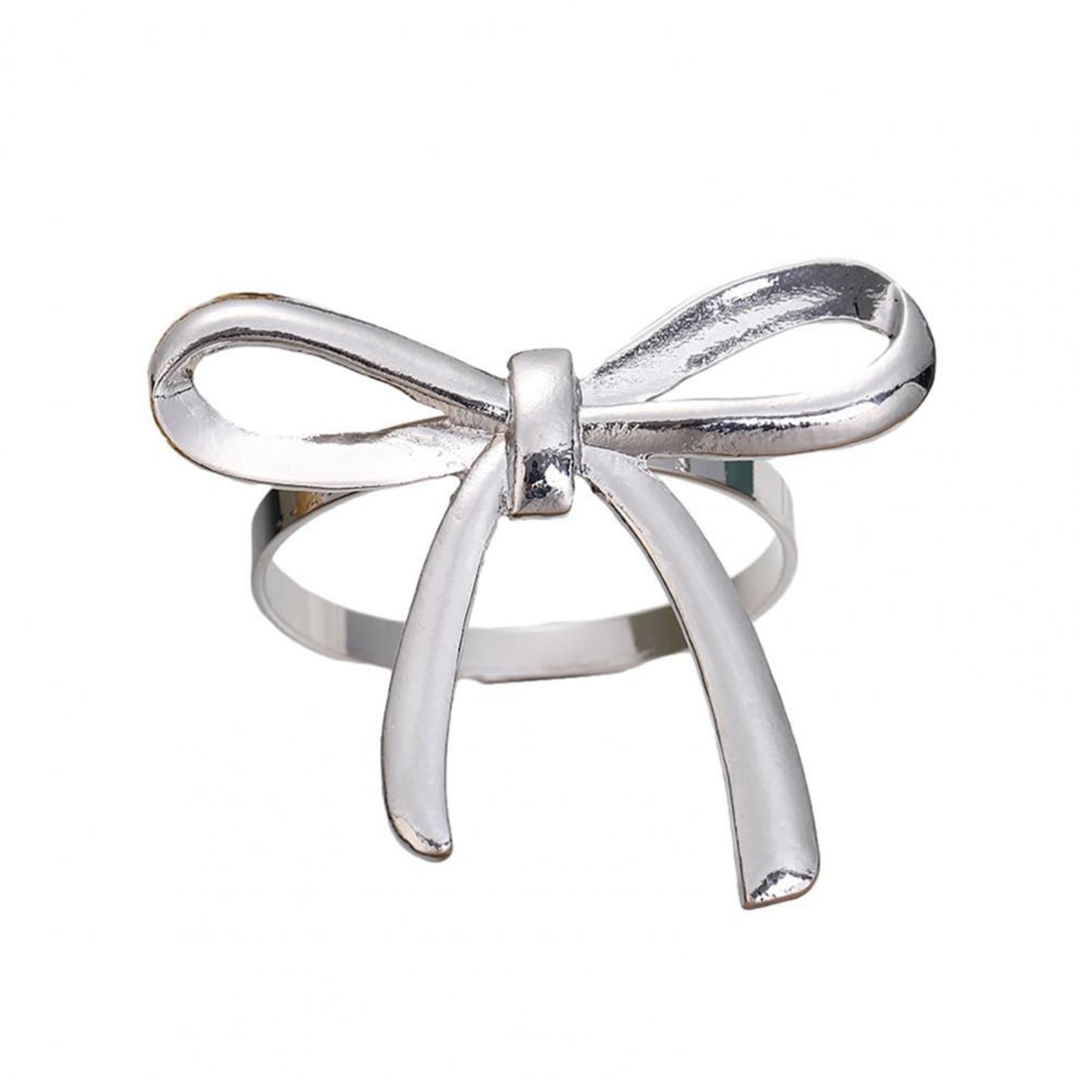 Napkin Rings 10pcs Reusable Napkin Holder Elegant Bow Knot Rings Set Holders for Wedding Table Decor Shower for Dining Table Decor(Silver)