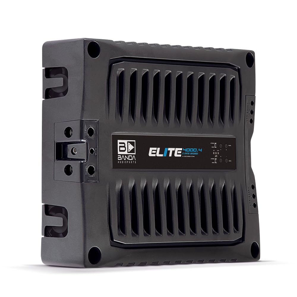 Banda Audioparts Elite 4000.4 1 Ohm Stable 4 Channel Car Amplifier 4x1000W RMS @ 12.6V Class D Full Range Amp, Compact High-Efficiency 4CH Amplifier for Speakers &amp; Subwoofers and Drivers and TWEETERS