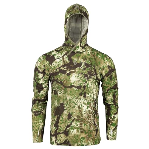 Kryptek Garden Banks Hoodie Men's Athletic Sweatshirt, UPF 50+ Sun Protection, Built-in Neck Gaiter, Camo Options
