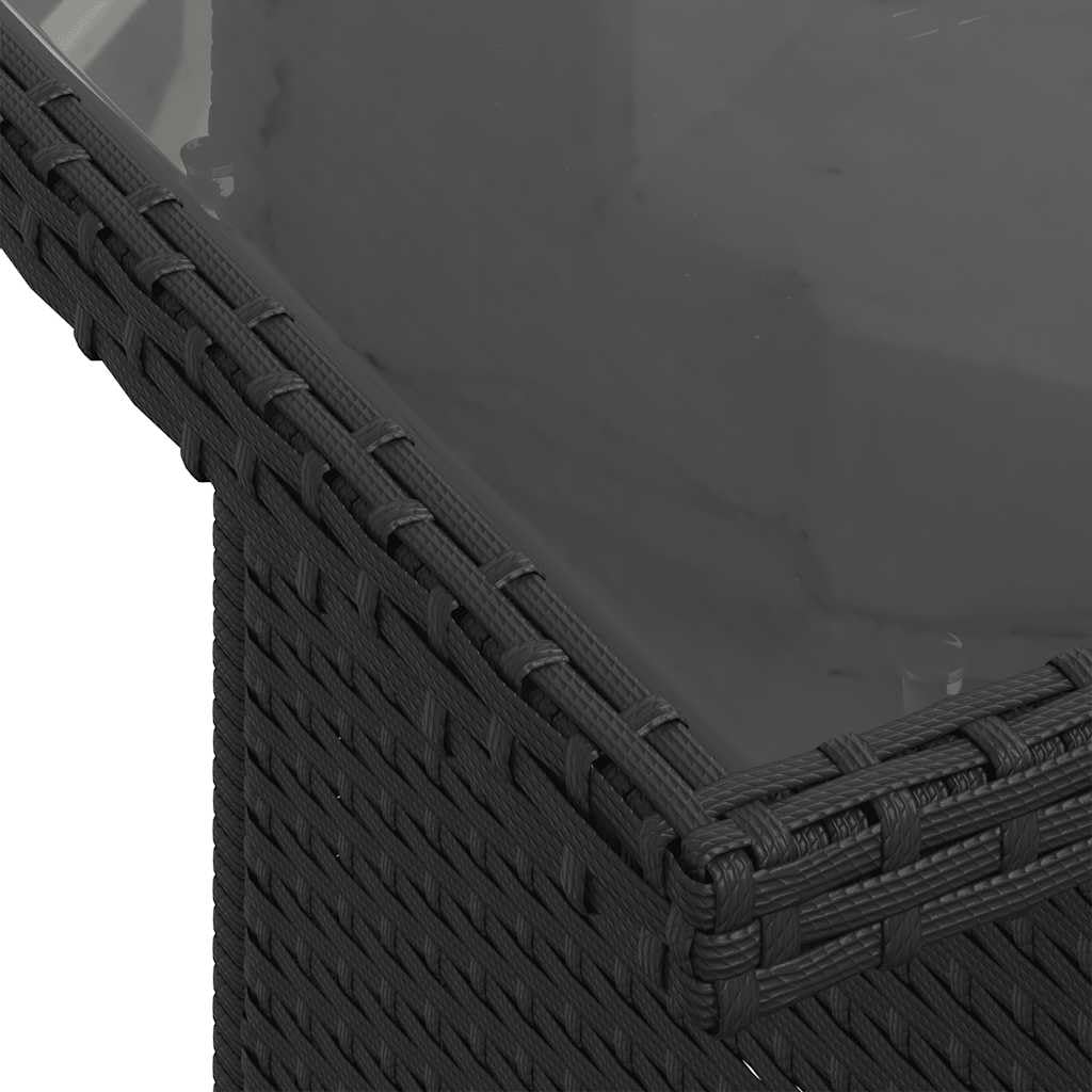 5 TLG. Juego de calcetines de jardín negro, ratán poli, mesa ajustable, resistente a los rayos UV, muebles modulares de exterior para terraza y balcón, incluye cojines