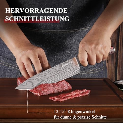 Sunnecko Profi Messer Küchenmesser Set 5tlg – Ansicht 5