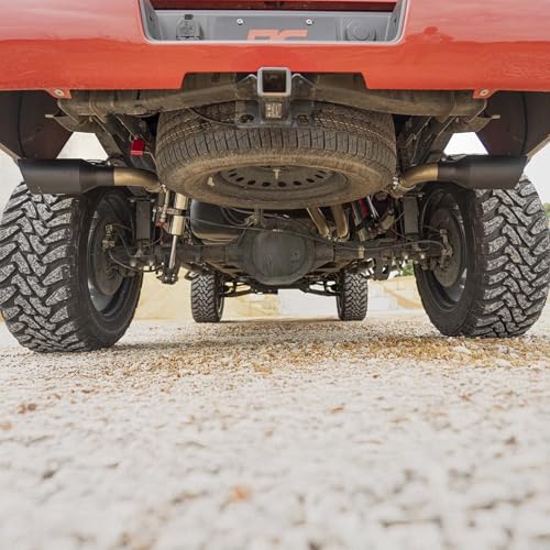 Rough Country Dual Cat-Back Exhaust Exhaust with Black Tips for Chevy Silverado & GMC Sierra 1500 (2014-2018) 5.3L Engine - Performance Tuned Growl