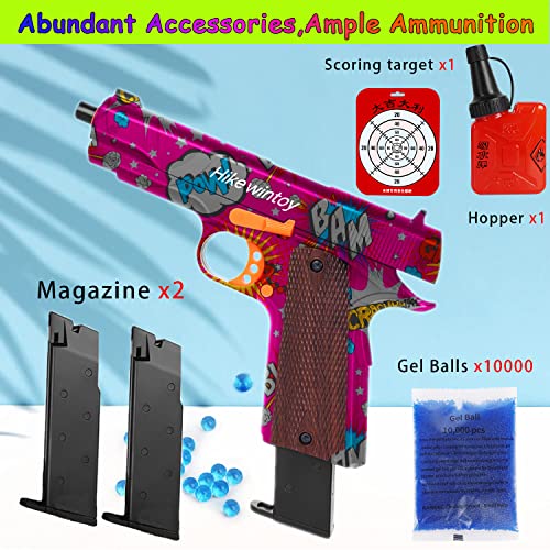 Hikewintoy Shooting Toy Gel Ball Blaster with 10000 Gel Balls, Fully Manual Outdoor Toy Model Without Charging, Suitable for Backyard Games Gift for Boys, Girls and Adults (HW6002)