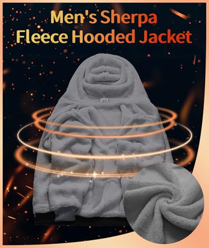 Mens Fleece Hoodies Zip Up Warm Thick Winter Jacket - image 4
