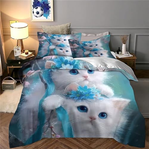Housse de couette chatons microfibre fermeture éclair pour en finir avec les corvées