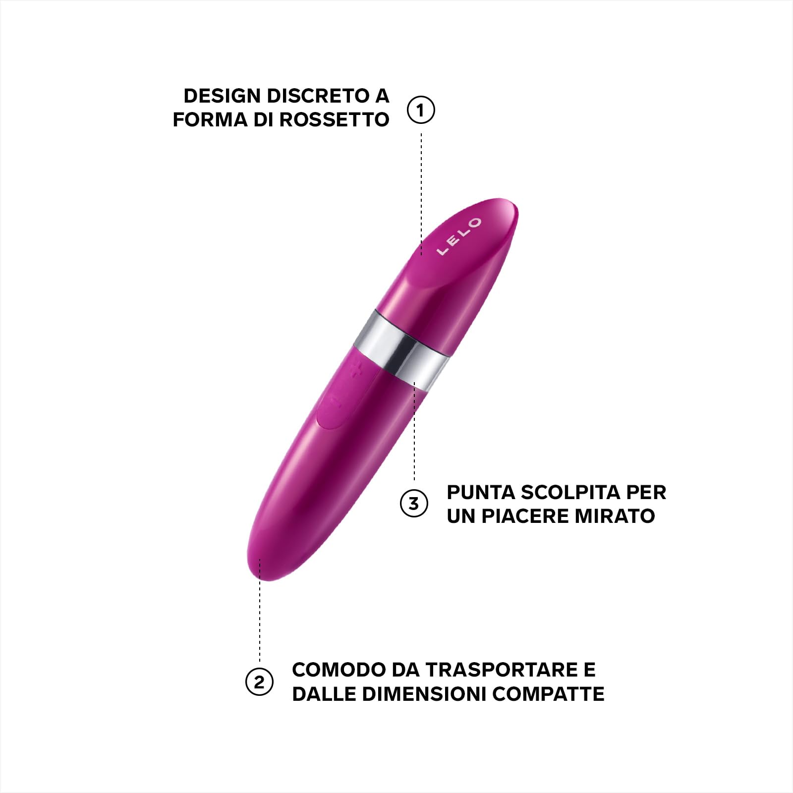 LELO MIA 2, Deep Rose Massaggiatore per Donna a Forma di Rossetto, Mini Vibratore Portatile Segreto da Donna con USB, Vibratori Clitoride Donna, Vibratori Donna