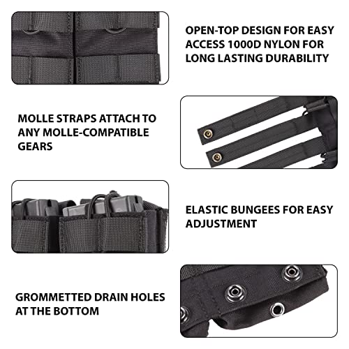 Cat Outdoors Molle Mag Pouch - Double/Triple Holder For Ar 15 M4 M16 Ak 5.56 308 Type Airsoft Ammo Rifle - Open-Top Tactical Molle Magazine Pouches - 3 Mag Pouch Carrier (Double-Multicam) #TOP5