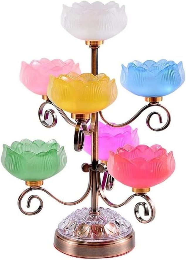 Candle Holder Candle Holder Candle Stand Seven Colors Glass Lotus Candlestick Retro Alloy Candle Holder Home Candlesticks Decor Candlestick Holder