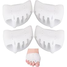 4-Pack Silicone Toe Separators - Breathable Metatarsal Pads for Overlapping Toes Foot Discomfort Relief - Ergonomic Non-Slip Design for Men Women, Reusable Foot Corrector
