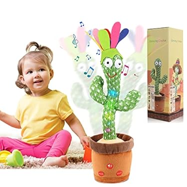 AMAZON - MIAODAM Upgraded Volume Adjustable, Dancing Cactus Singing 120 Songs Glowing Repeating What You Say Talking Cactus Plush Electronic Baby Toys