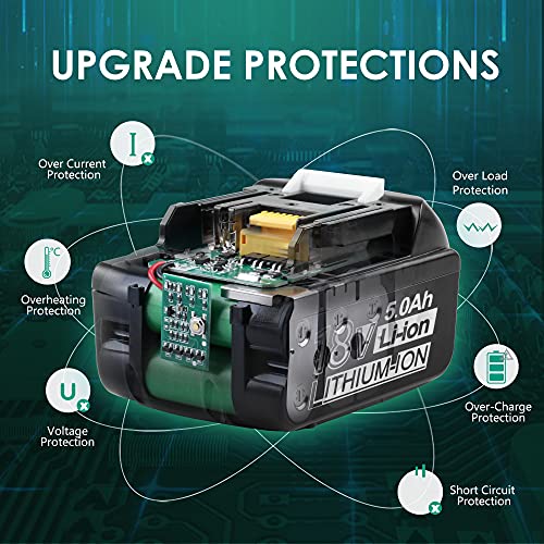 eneg ITECH Makita 18 V 5.0 Ah Li-Ion LXT battery Replacement for bl1850b BL1850. BL1840 BL1830 bl1820 Cordless Power Tool With LED Charge Indicator