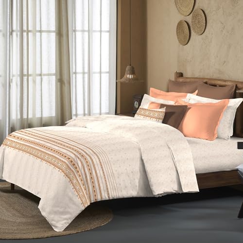 Image of MYTRIDENT Sanskriti Cotton Bedsheet for Double Bed, Gifting Collection King Size - Kullu Shawl Beige