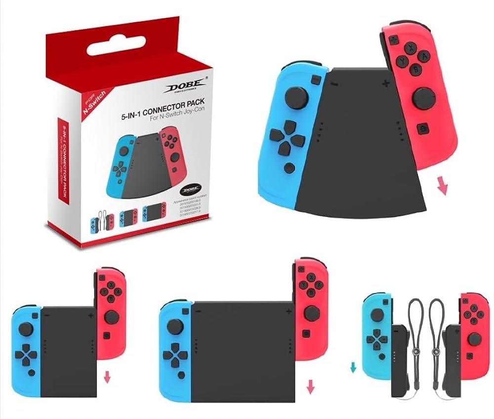 Kit 5 Conectores Grip Para Controle Joy-Con Nintendo Switch Preto