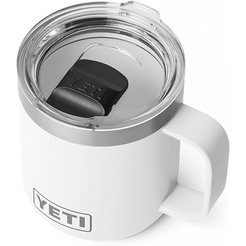YETI Rambler 10 oz Ceramic Lined Stackable Mug, Vacuum Insulated, Stainless Steel with MagSlider Lid, White