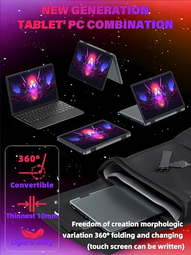 Image of 11 inch Gray 2-in-1 Convertible Touchscreen Laptop, FHD (1920x1200) IPS Display, N95 Processor, 8GB RAM 1TB SSD, Facial Recognition, Backlit Keyboard, USB-C, Win 11 Pro for Students & Travel