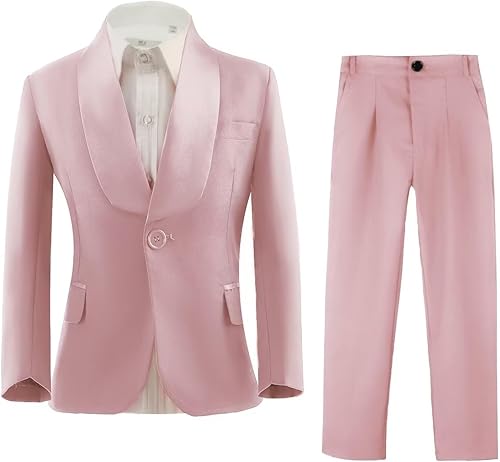 Miniatura 10 de Trajes de 2 piezas para niño, conjunto de traje ajustado para niños pequeños, trajes formales de esmoquin de boda para portador de anillos para
