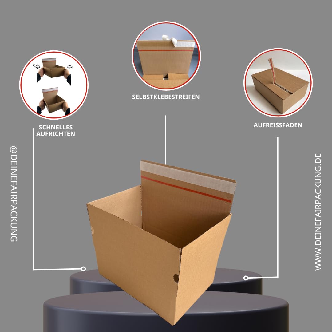 300 Stück Automatikkarton Verpackungskartons 195x95x90mm Versandkartons mit selbstklebendem Deckel für den Warenversand, Versandkarton Pakete für Versand, Kartons Faltkarton Automatikboden
