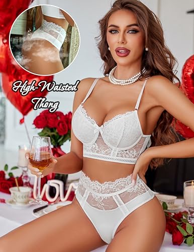 Image of Avidlove Lingerie Sets for Women Bra and High Waist Panty Set 2 Piece Lace Babydoll Outfits S-XXL
