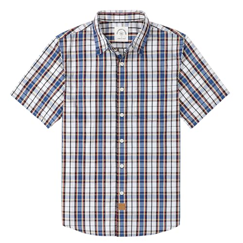 Image of Dubinik Mens Short Sleeve Button Down Shirts Soft Breathable Summer Vintage Regular Fit Lightweight Men's Casual Shirt