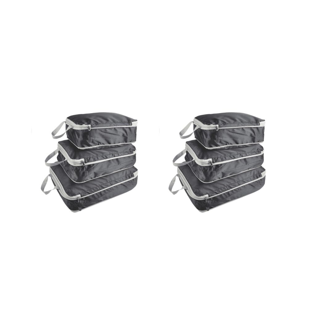 2 set di 3 borse impermeabili da viaggio per riporre i bagagli di grande capacità asciugamani cosmetici organizer borsa valigia viaggio nero