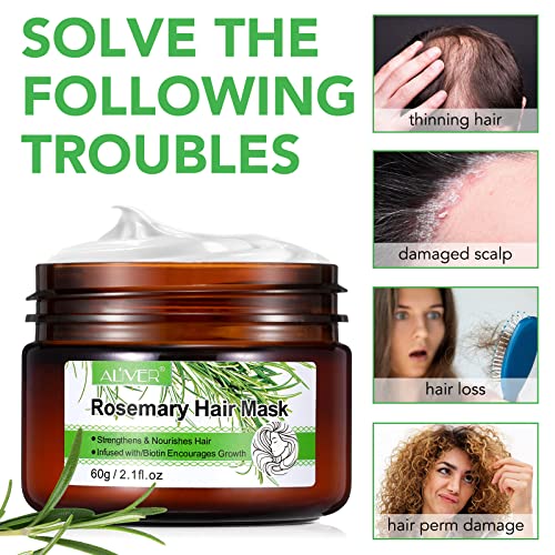 NIFEISHI Organics Rosemary Hair Masque, Hair Treatment Oil, Repairs Damage Hair Root, Essential Oil & Biotin Deep Treatment, Deep Conditioner Suitable for Dry & Damaged Hair-60g
