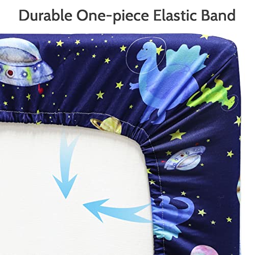 Gfu Baby Crib Sheet For Boy, Super Soft Fitted Crib Sheet For Standard Crib And Toddler Mattresses, 52×28 Inch (Dinosaur&Space) #TOP2
