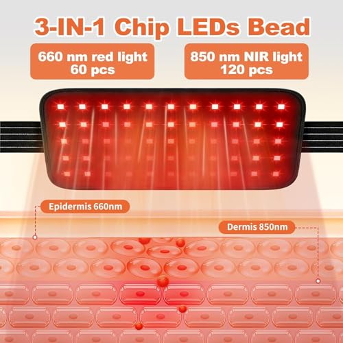 Gracekey 11.5"x7.1" Red Light Therapy Mat for Body, 3-in-1 Infrared Light Therapy Pad-660nm & 850nm Wavelengths, 3 Modes and Timer for Pain Relief, Muscle Recovery — view 5