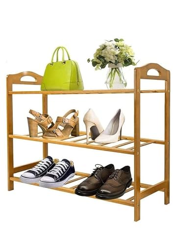Al Mufarrej Housewares Almufareej For Household Goods 3-Tier Shoe Rack Organizer Natural Bamboo