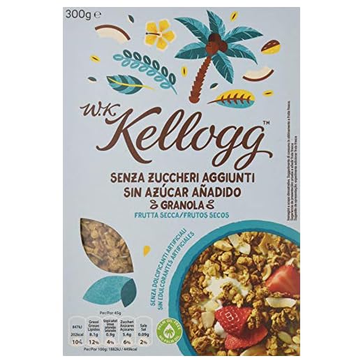 Kellogg's Cereales sin Azúcar Añadido Frutos Secos - 5 Paquetes de 300 gr - Total: 1500 gr
