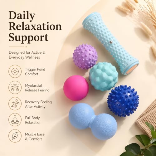 BOOTMOON 6Pcs Massage Ball Set with Peanut Massage Ball, Spiky Ball, Lacrosse Ball, Massage Roller - Deep Tissue Massage & Muscle Tension Relief for Feet, Back, Arm, Neck, Shoulder, Legs (Storage Bag) - Image 7